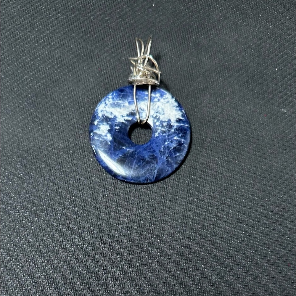 Sterling Silver Wire wrapped Sodalite Pendant